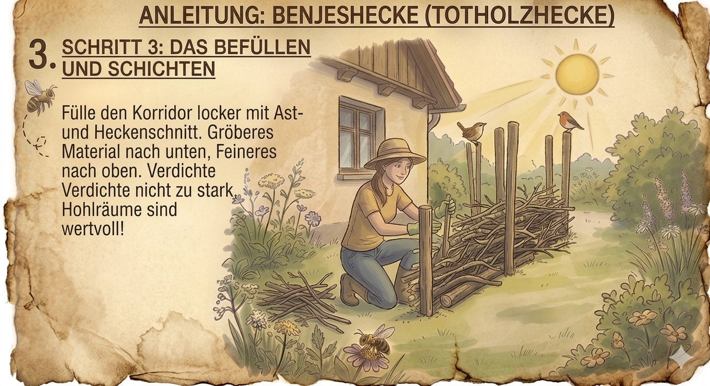 Schritt 3: Schichten und Befüllen mit Totholz