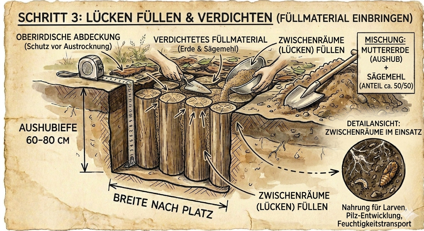 Schritt 3: Lücken füllen und verdichten