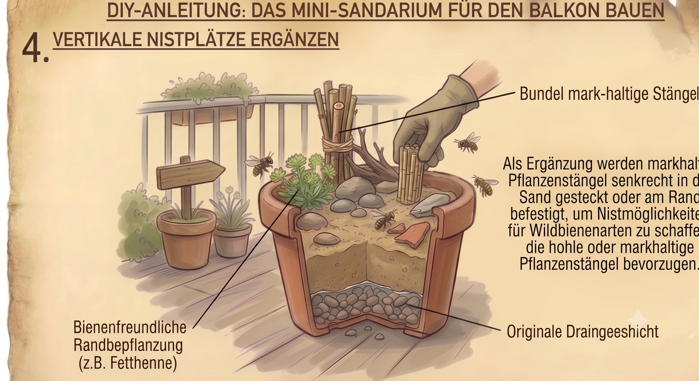 Fertiges Mini-Sandarium auf dem Balkon