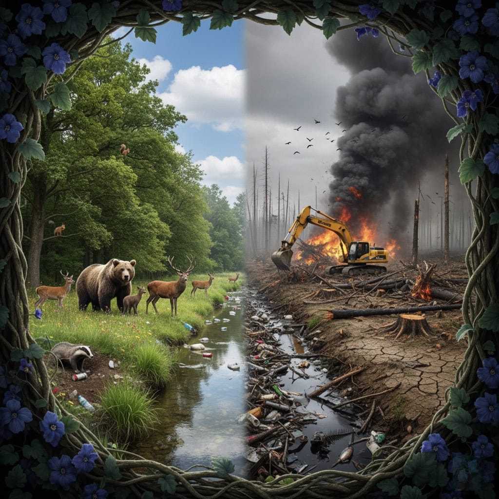 Bild das die Zerstörung der Lebensräume symbolisiert